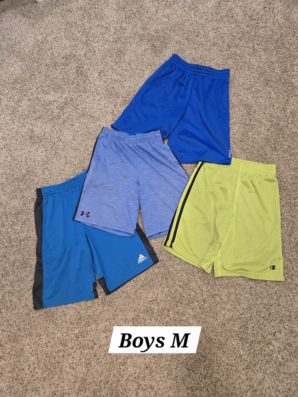 adidas Boys' Athletic Shorts - Royal Blue, Light Blue, Lime